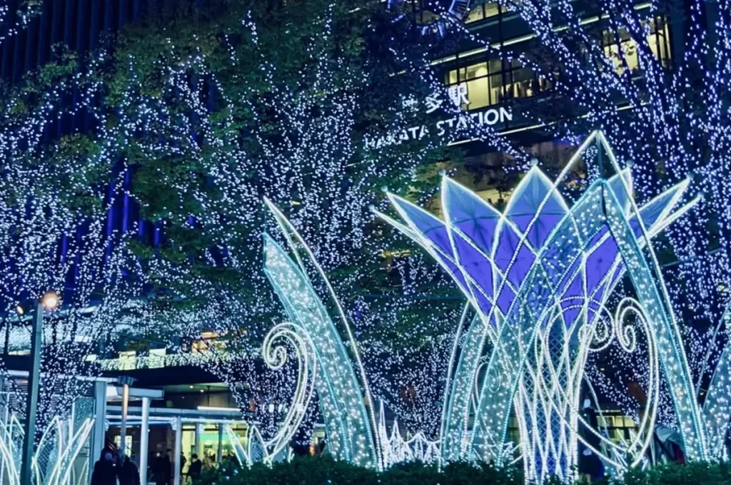 クリスマスプレゼントの渡し方：きれいなイルミネーションの見える場所で渡す